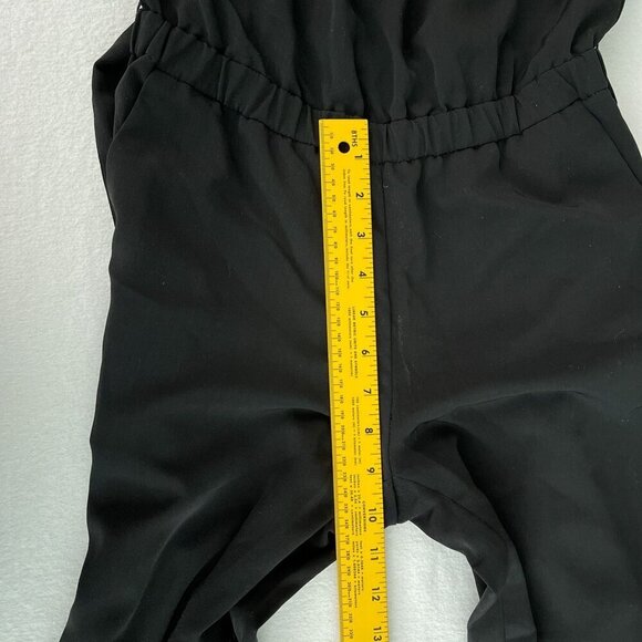Ann Taylor Loft Belted‎ Tie Waist Strapless Straight Leg Black Jumpsuit Women XS - Picture 9 of 12